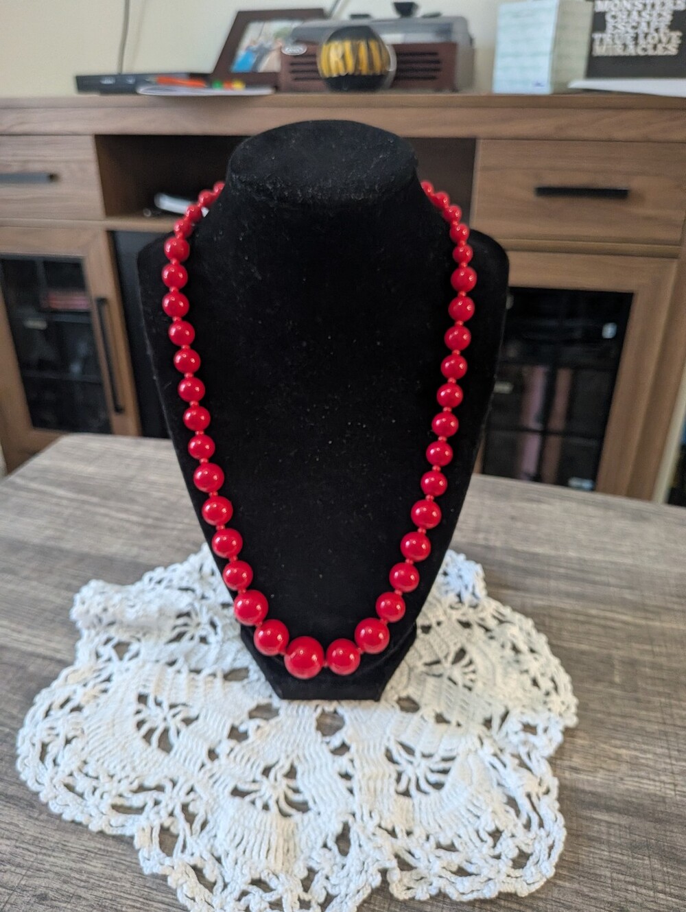 Vintage Red Beaded Necklace